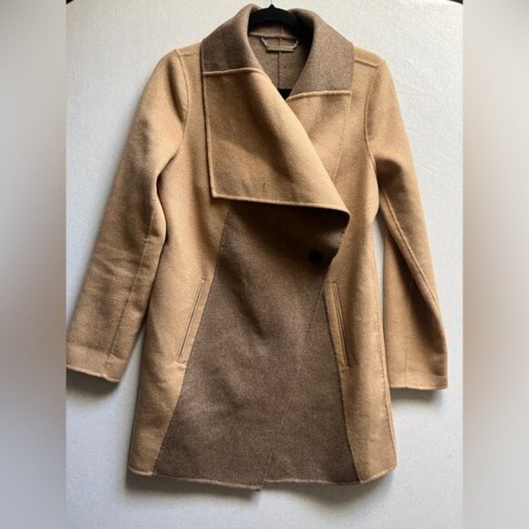 Diane Von Furstenburg DVF Shannon Wool Felted Two Tone Wrap Coat Sz S - Picture 1 of 13